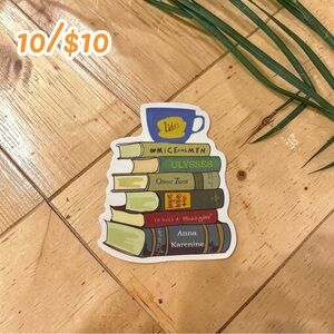 Classic Book Stack & Coffee Sticker – Literary Reader Vinyl | Gilmore Girls